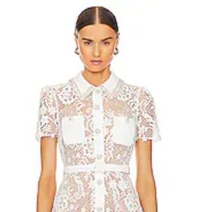 Self Portrait white lace midi dress